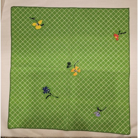 Set of 10 MCM Cloth Napkins Grass Green Summer Grid Floral‎ Bright Floral VTG - Picture 2 of 8